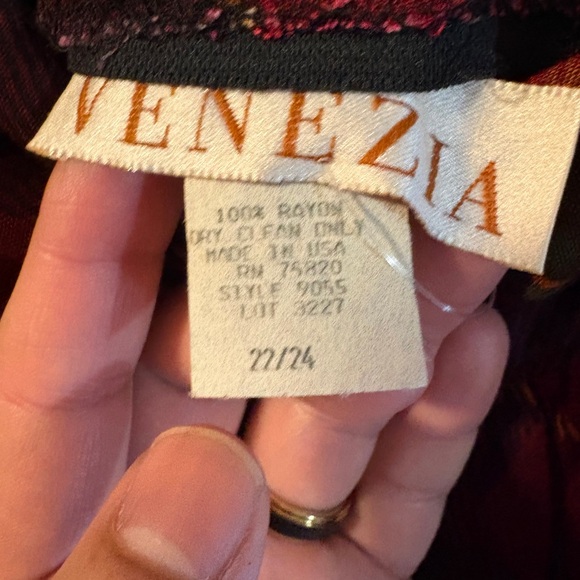 Venezia Burgundy and Navy Plaid Maxi Skirt with Floral Print - Picture 3 of 3